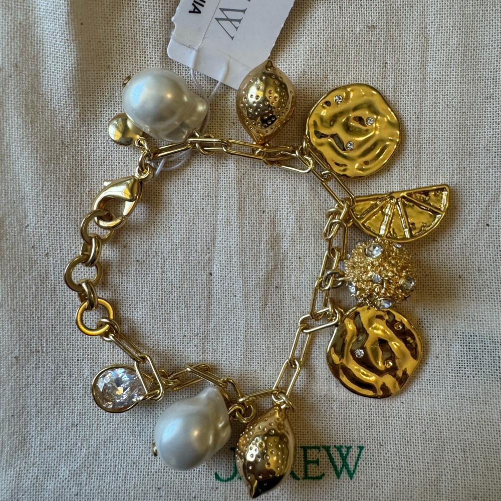 J. Crew Nautical lemon and pearl charm bracelet
